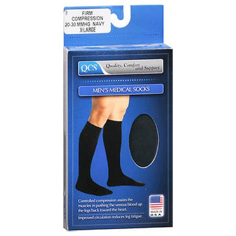 Qcs, Men's Medical Socks Firm Compression X-Large Navy, 1 Pair Qcs