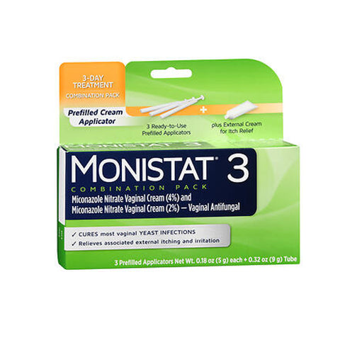 Monistat, 3 Vaginal Antifungal Cream Combination Pack, Box Of 3 Monistat