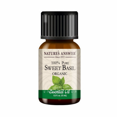 Nature's Answer, Pure Organic Essential Oil Sweet Basil, 0.5 Oz