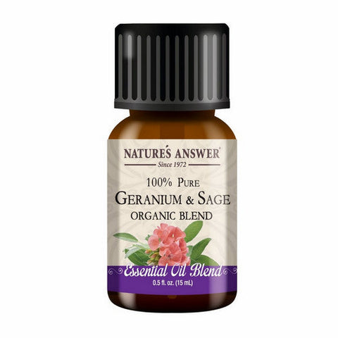 Nature's Answer, Pure Organic Essential Oil Blend Geranium And Sage, 0.5 Oz