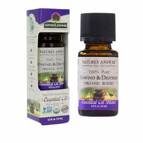 Nature's Answer, Pure Organic Essential Oil Blend Unwind And Destress, 0.5 Oz