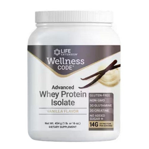 Life Extension, Wellness Code Advanced Whey Protein Isolate Vanilla, 454 Grams Life Extension