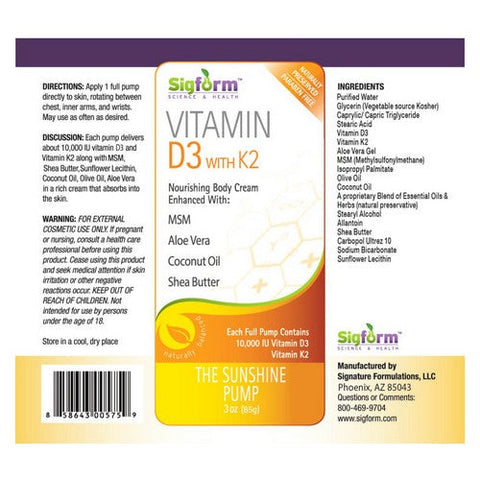 Sigform, Vitamin D3 & K2 Cream, 3 Oz Sigform