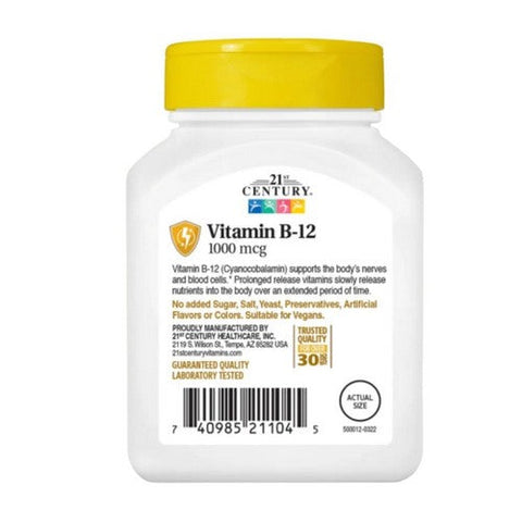 21st Century, B-12 Prolonged Release, 1000 mcg, 110 Tabs 21st Century