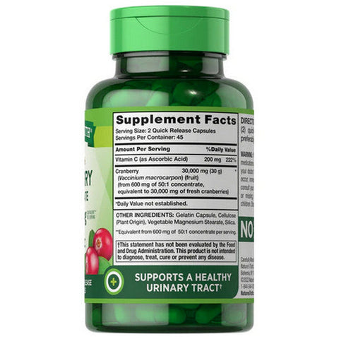 Nature's Truth, Triple Strength Cranberry Concentrate Plus Vitamin C, 30000 Mg, 90 Caps Nature's Truth