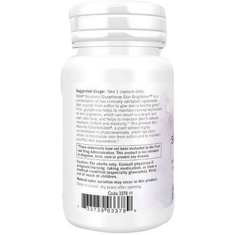 Now Foods, Glutathione Skin Brightener with Ceramosides, 30 Veg Caps Now Foods