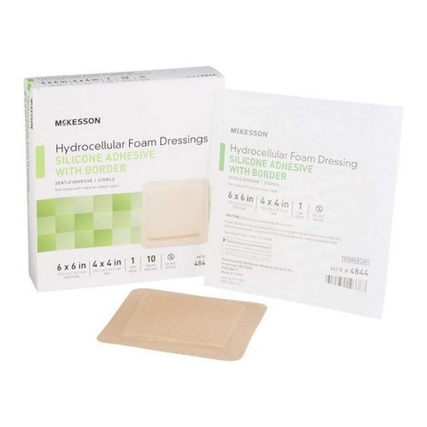 McKesson, Hydrocellular Foam Dressings Silicone Adhesive With Border, 10 Count / 6 X 6