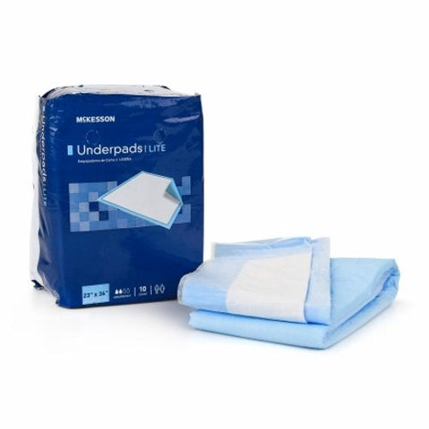 McKesson, Disposable Underpad 23 X 36 Inch Fluff Mat Light Absorbency UPLT2336, Count of 10 McKesson