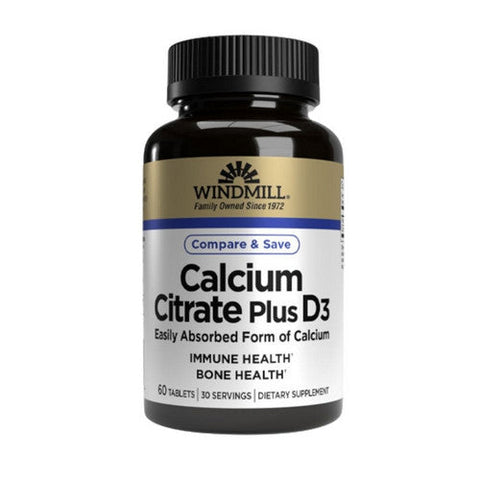 Windmill Health, Calcium Citrate + D, 60 Tabs Windmill Health