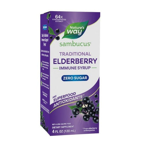 Sambucus Zero Sugar Traditional Elderberry Immune Syrup 4 Oz by Nature's Way