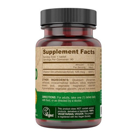 Deva Nutrition, Vegan Vitamin D3 5000 IU, 125 Mcg, 90 Tabs Deva Nutrition