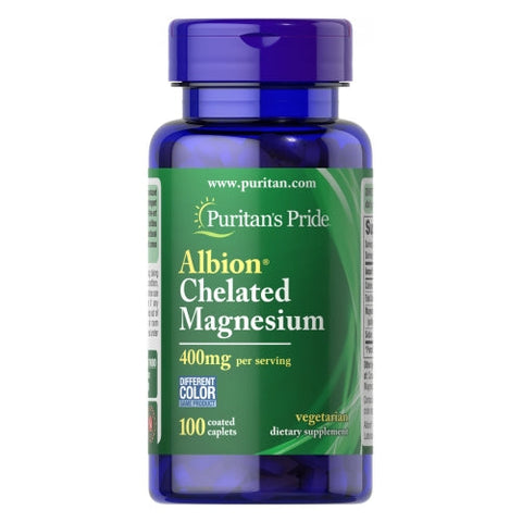 Puritan's Pride, Albion Chelated Magnesium, 400 mg, 100 Caplets Puritan's Pride