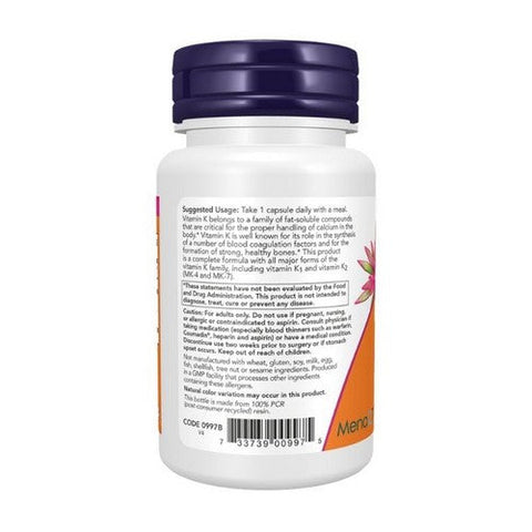 Now Foods, MK-7 Plus With K1 And MK-4, 90 Veg Capsules Now Foods