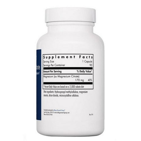 Nutricology/ Allergy Research Group, Magnesium Citrate, 180 Veg Caps Nutricology/ Allergy Research Group