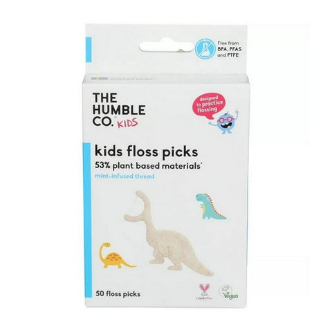Kids Mint Dental Floss Picks 50 Count by The Humble Co
