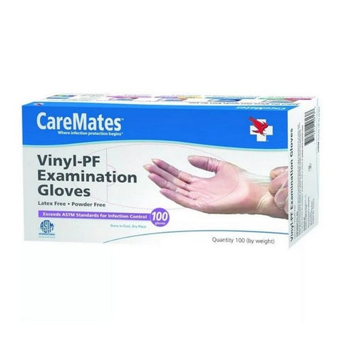 Caremates, Vinyl Examination Gloves Large, 100 Count