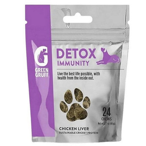 Green Gruff, Detox Immunity Chicken Liver Soft Chew Dog Supplement, 24 Count (Case Of 6) Green Gruff
