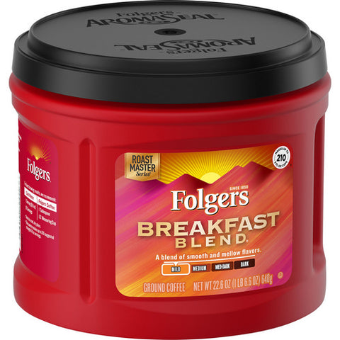 Breakfast Blend Ground Coffee Light Roast 22.6 Oz (Case Of 6) by Folgers