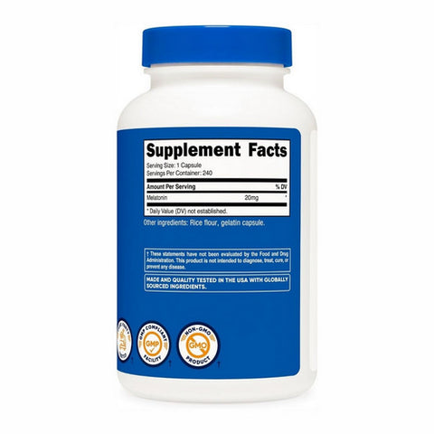 Nutricost, Melatonin Capsules, 20 Mg, 240 Count Nutricost