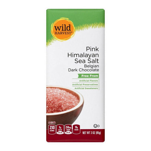 Pink Himalayan Sea Salt Belgian Dark Chocolate 3 Oz (Case Of 12) by Wild Harvest