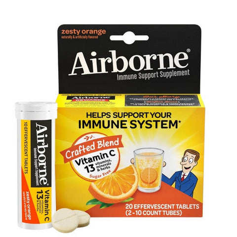 Airborne, Vitamin C Zesty Orange Effervescent Tablets, 20 Coiunt