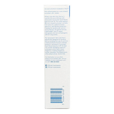 Vanicream, Sunscreen Sport For Sensitive Skin Broad Spectrum Spf 35, 3 Oz Vanicream