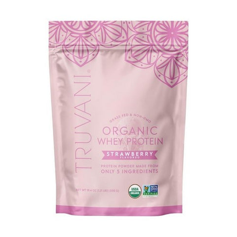 Organic Whey Protein Powder Strawberry 19.4 Oz by Truvani
