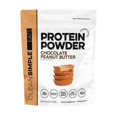 Chocolate Peanut Butter Whey Protein Powder 36 Oz by Clean Simple Eats