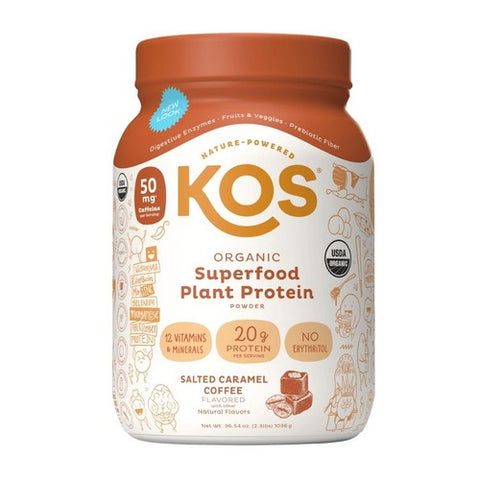 Organic Vegan Protein Powder With Caramel Caffeine 36.54 Oz by Kos