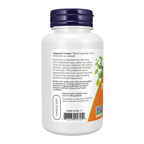 Now Foods, Pau D' Arco, 500 mg, 100 Caps Now Foods
