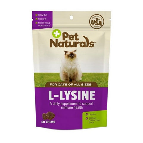 L-Lysine For Cats All Sizes Chicken Liver 60 chews by Pet Naturals of Vermont