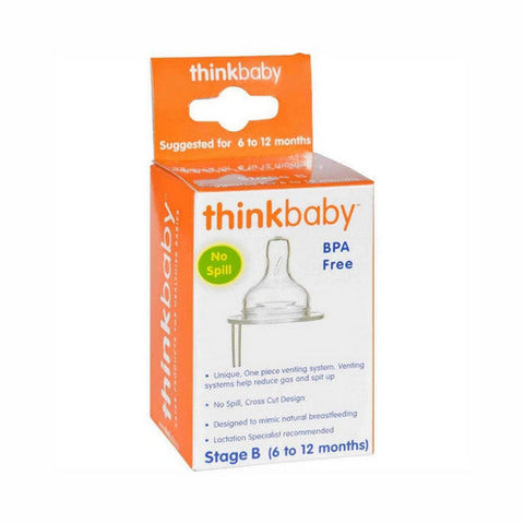 Thinkbaby, Stage B- 6-12 months Nipple with venting, 2 Pack Thinkbaby